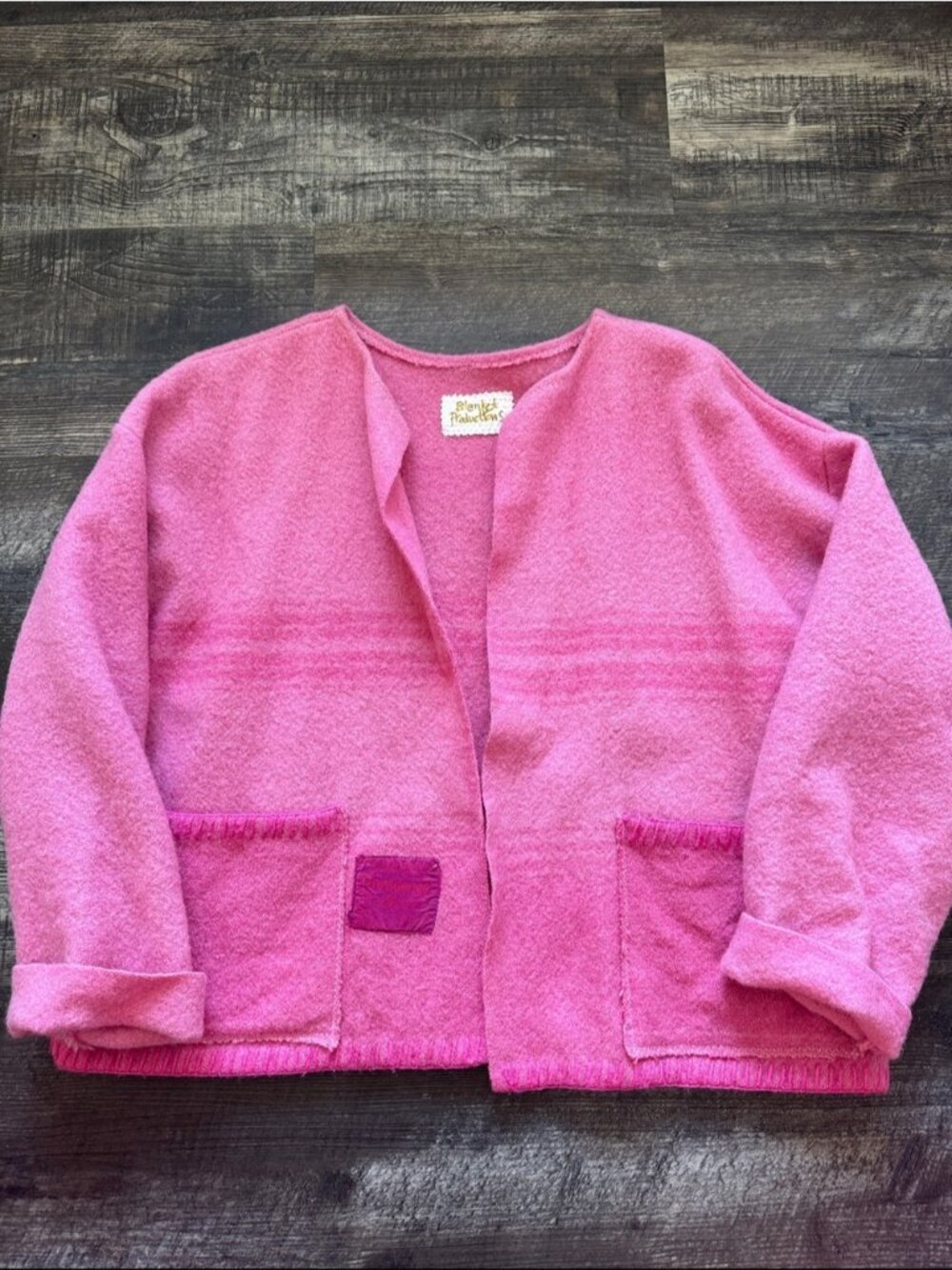Pink Open Front Wool Jacket